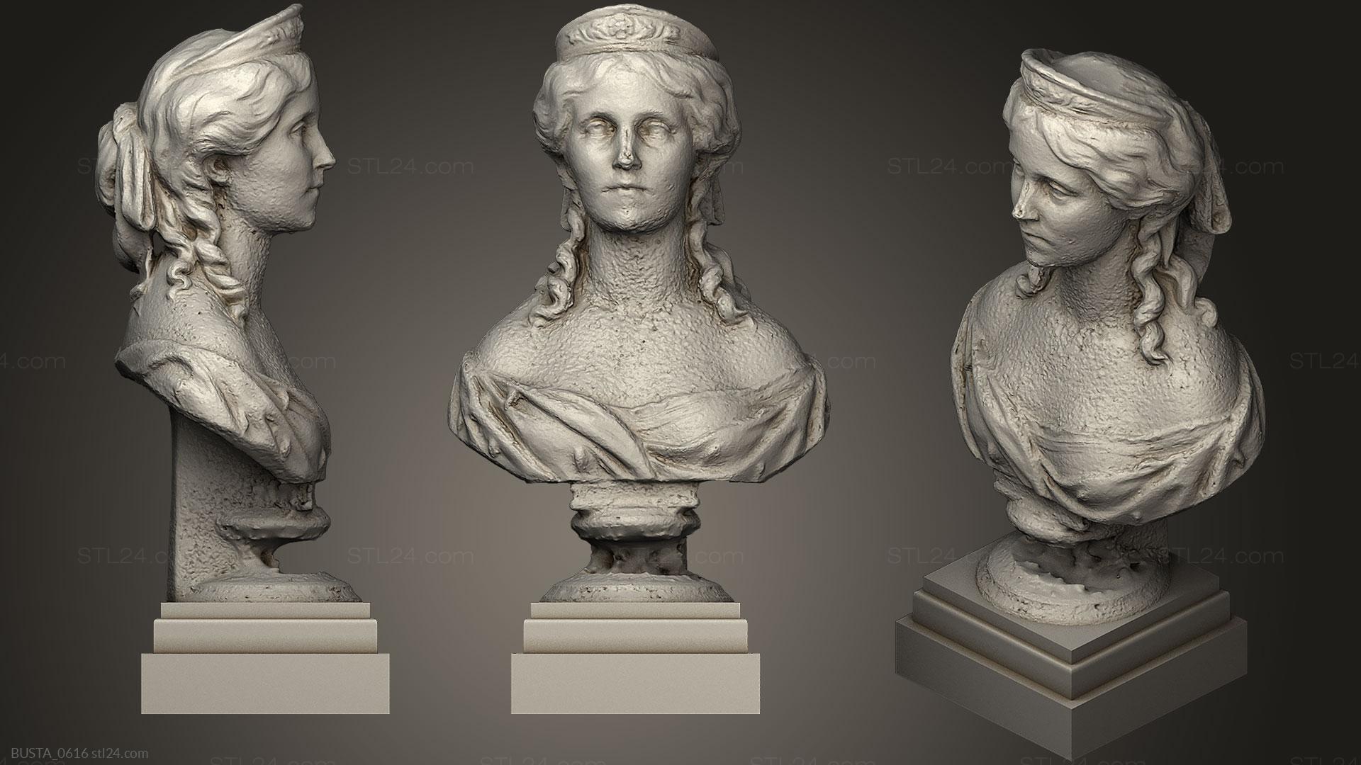 Бюсты и головы античные и исторические (Бюст женщины, BUSTA_0616) 3D модель для ЧПУ станка
